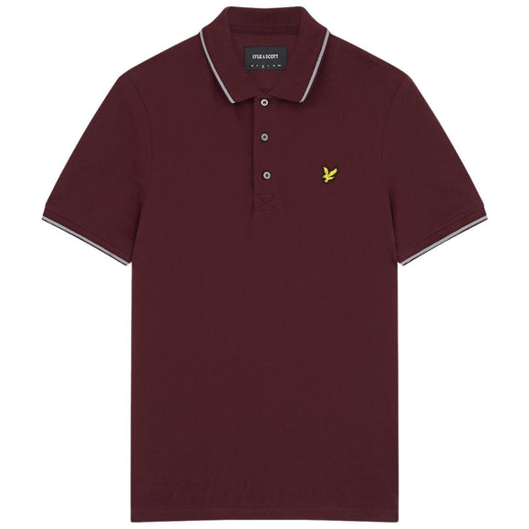 Lyle Scott Tipped Collar Burgundy Polo Shirt