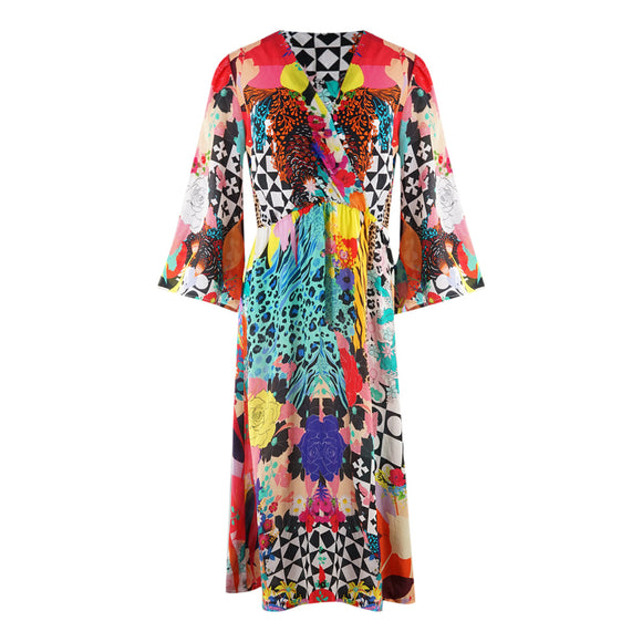 Inoa Womens Monrovian 12001 Bell Sleeved Dress Multi