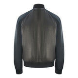 Emporio Armani Contrast Arms Black Leather Jacket - Nova Clothing