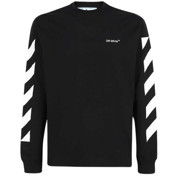 Off White Diagonol Helvetica Black Long Sleeve T Shirt