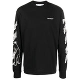 Off White Bricks Logo Long Sleeve Skate Fit Black T Shirt