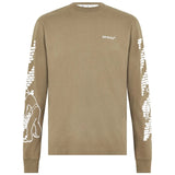 Off-White Bricks Logo Long Sleeve Skate Fit Army Green T-Shirt