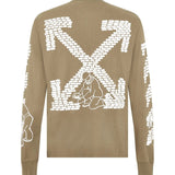 Off-White Bricks Logo Long Sleeve Skate Fit Army Green T-Shirt