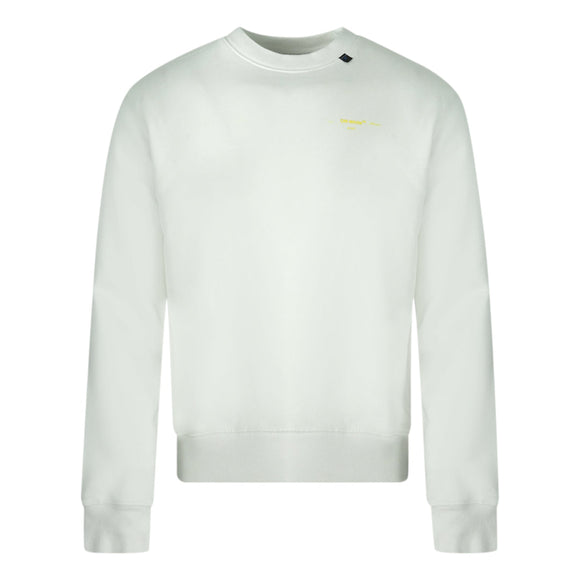 Off White Yellow Black Arrow Back Logo White Sweatshirt