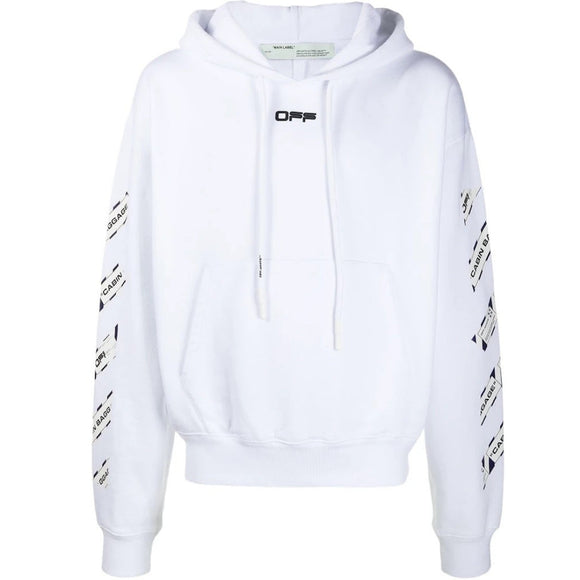Off-White Airport Tape Slim Fit White Hoodie