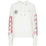 Off White Stencil Spray Diagonal Design Slim Fit White Hoodie