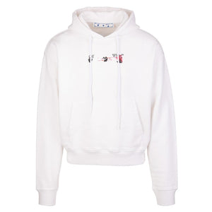 Off White Acrylic Arrow Painted Logo White Hoodie