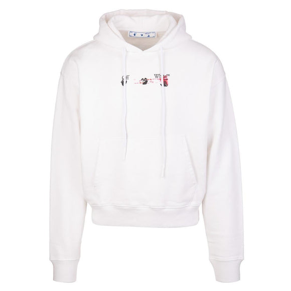 Off White Acrylic Arrow Painted Logo White Hoodie