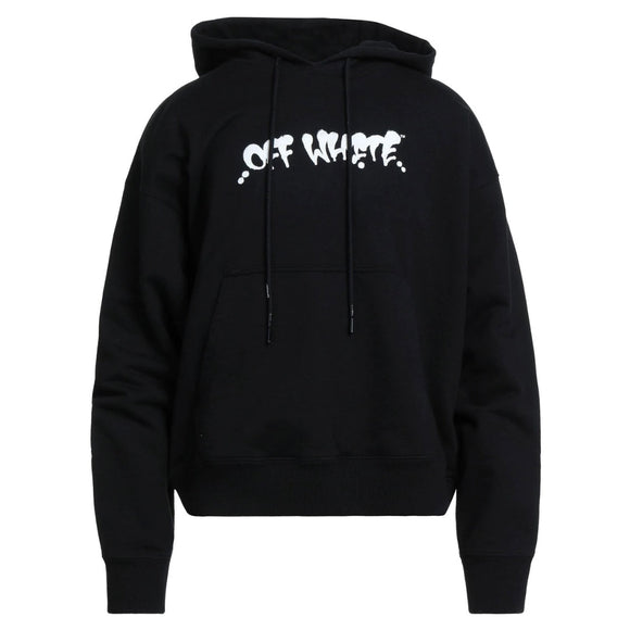 Off White Marker Graffiti Spray Design Logo Black Hoodie