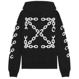 Off White Chain Arrow Design Slim Fit Black Hoodie