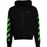 Off White Moon Camera Design Skate Fit Black Zip Up Hoodie
