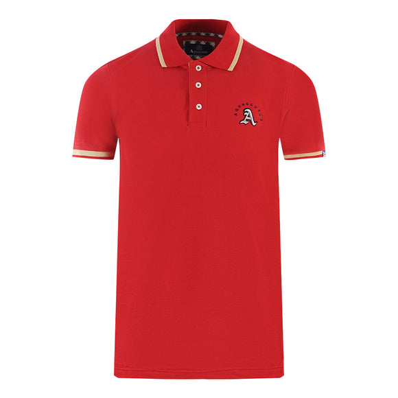 Aquascutum Embossed A Tipped Red Polo Shirt