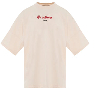 Palm Angels California Logo Oversized Fit Beige T Shirt