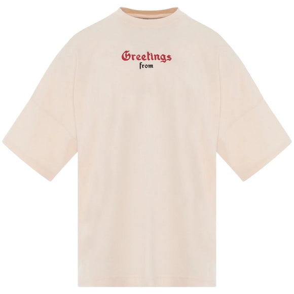 Palm Angels California Logo Oversized Fit Beige T Shirt