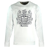 Aquascutum Large Crest Crew Neck White Sweatshirt QMF001L0 01