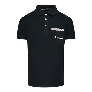Aquascutum Check Pocket Black Polo Shirt