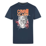 Cavalli Class Lightning Panther Design Navy T Shirt