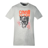 Cavalli Class Lightning Panther Design Grey T Shirt