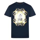 Cavalli Class Bold Tiger Emblem Design Navy T Shirt