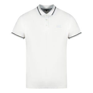 Cavalli Class Twinned Tipped Collar White Polo Shirt