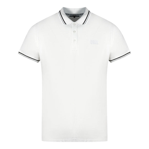 Cavalli Class Twinned Tipped Collar White Polo Shirt
