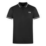 Cavalli Class Twinned Tipped Collar White Logo Black Polo Shirt