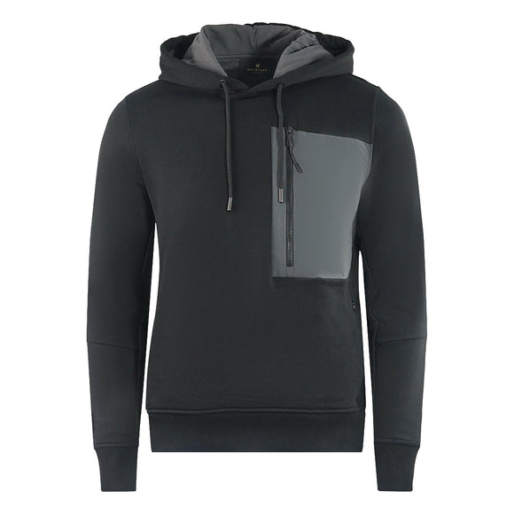 Belstaff Mens Raft Black Hoodie Black - Style Centre Wholesale