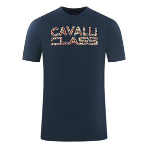Cavalli Class Printed Logo Navy Blue T Shirt