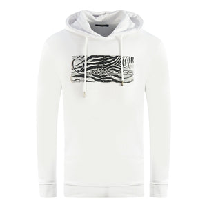 Cavalli Class Zebra Print Logo White Hoodie