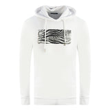 Cavalli Class Zebra Print Logo White Hoodie