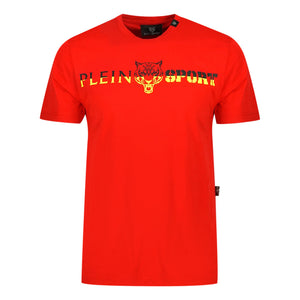 Philipp Plein Sport Bold Split Logo Red T Shirt
