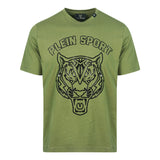 Plein Sport Tiger Head Logo Green T Shirt