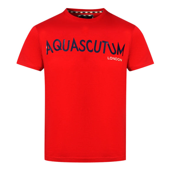 Aquascutum Distorted Logo Red T Shirt