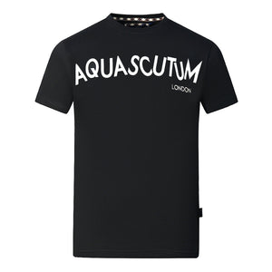 Aquascutum Distorted Logo Black T Shirt