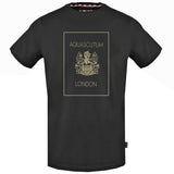 Aquascutum Gold London Logo Black T Shirt