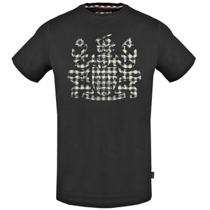 Aquascutum Check Aldis Crest Black T Shirt