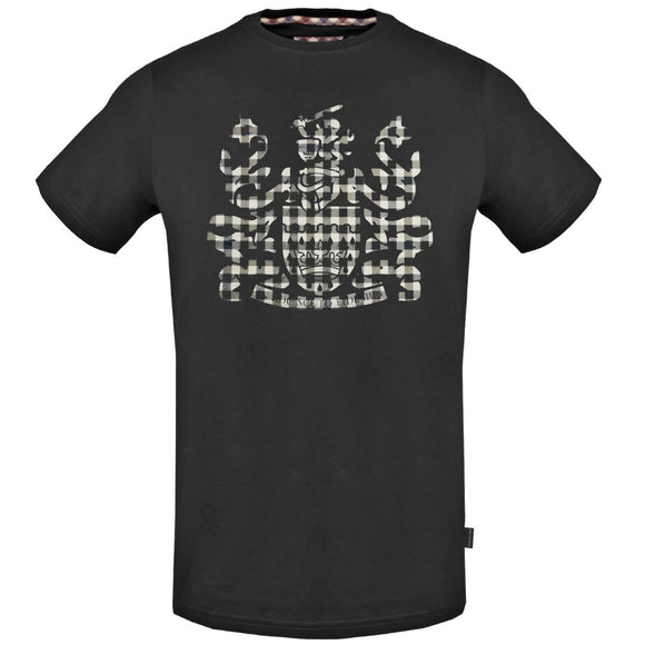 Aquascutum Check Aldis Crest Black T Shirt