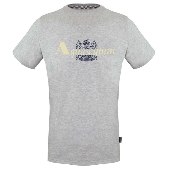 Aquascutum Brand Aldis Logo Grey T Shirt