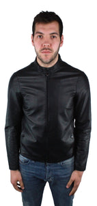 Emporio Armani 3Z1BM5 1LBAZ 999 Leather Jacket - Nova Designer Clothing Luxury Mens 