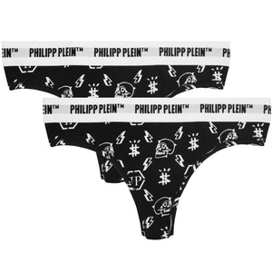 Philipp Plein DUPP11 99 Black Underwear Thongs Two Pack
