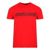 Roberto Cavalli Logo Print Red T-Shirt