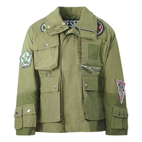 Diesel Pocket Patch Logo Green Military Jacket