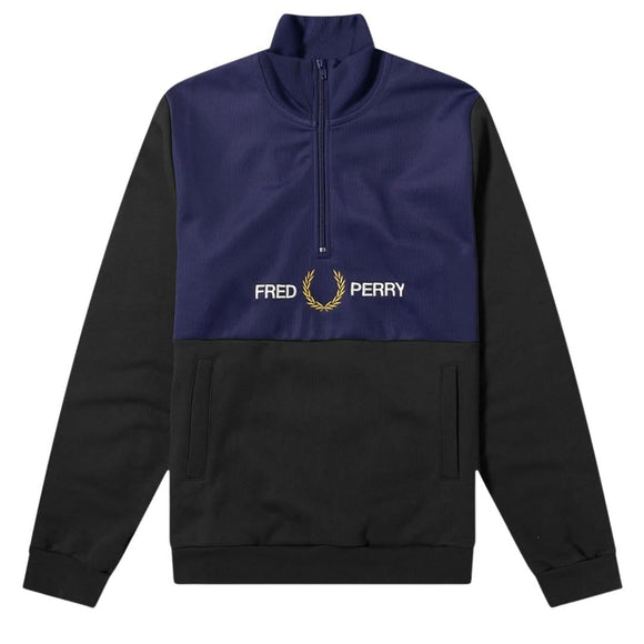 Fred Perry Half Zip Pull-Over Black Jumper - Style Centre Wholesale