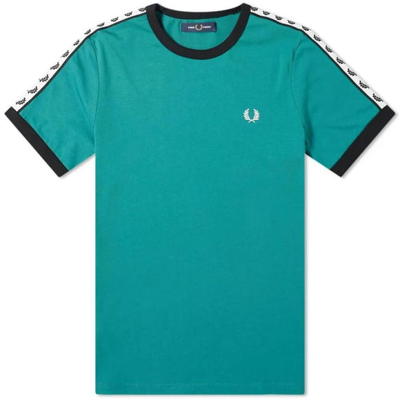 Fred Perry M6347 L27 Taped Shoulder Green T-Shirt
