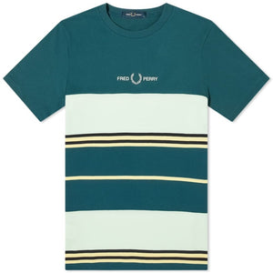 Fred Perry M8622 J98 Stripped Green T-Shirt - Style Centre Wholesale