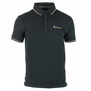 Aquascutum QMP024 02 Black Polo Shirt - Style Centre Wholesale