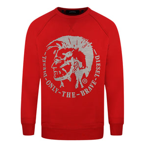 Diesel S-Orestes-Patch Indian Logo Red Sweater