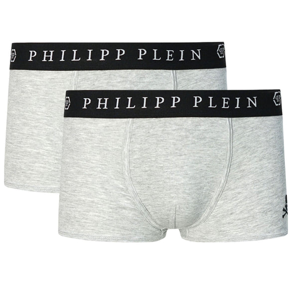 Philipp Plein Skull Logo Grey Boxer Shorts Two Pack